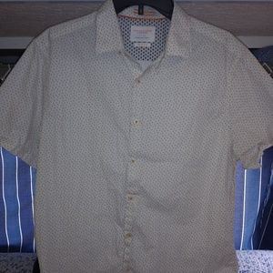 Demin and Flower Short Sleeve Button Up